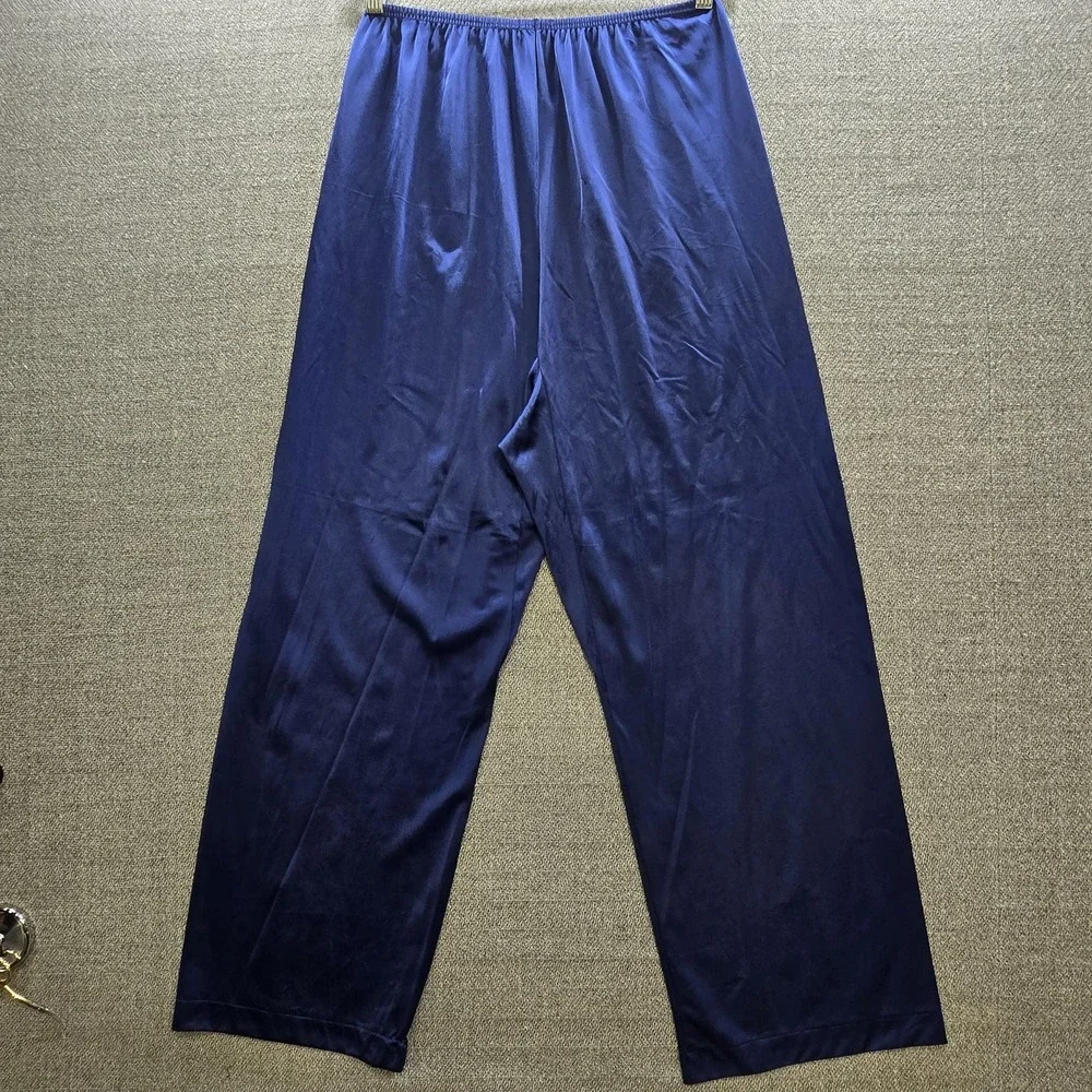 Vintage Henson Kickernick Pajama Set Womens Large Blue Geometric Nylon USA 2 Pc